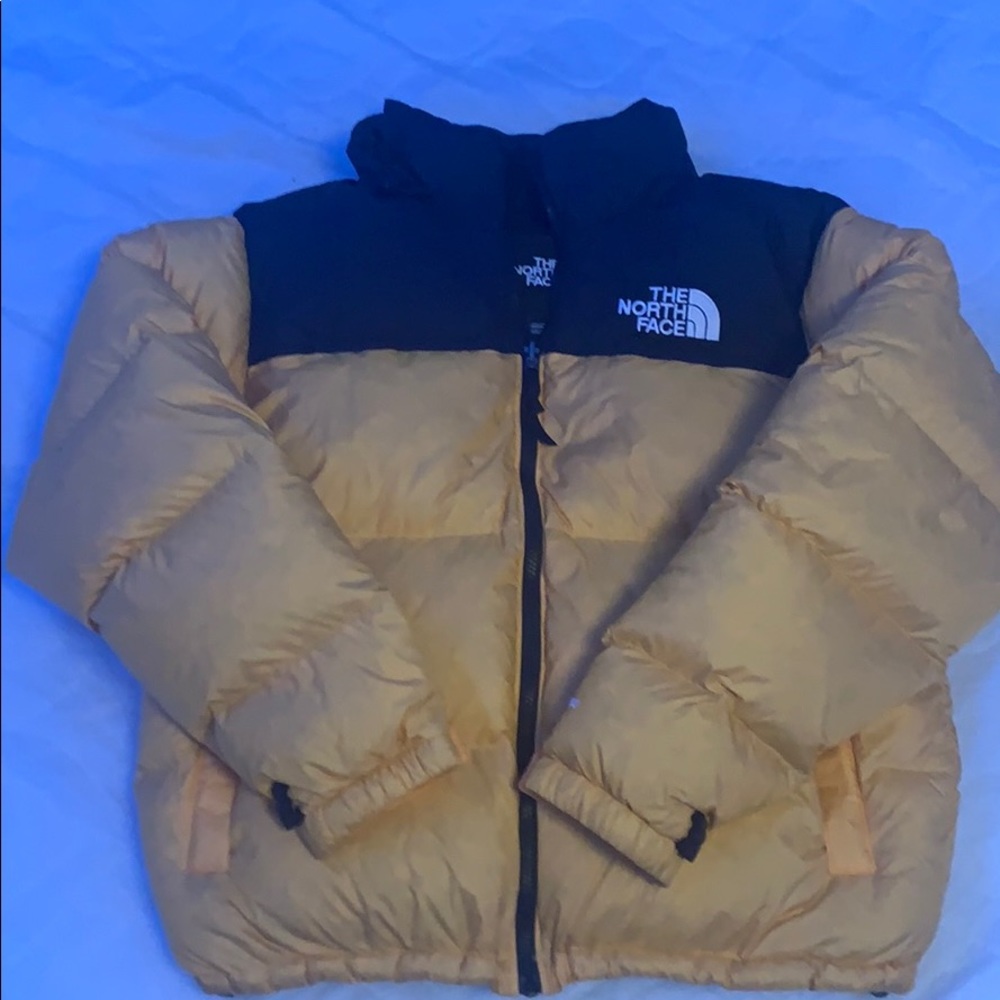 Yellow/black north face puffer